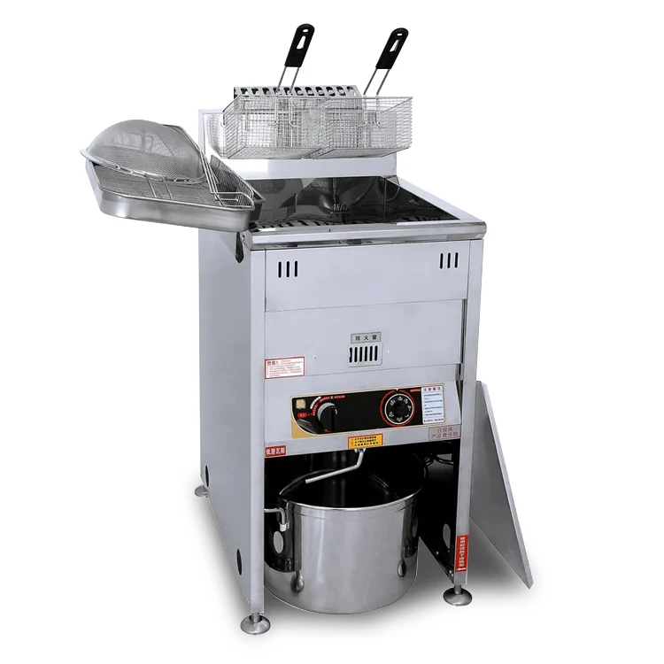 40L Fryer Kitchen Equipment Stainless Steel Chicken Potato Chips Gas Fryer Commercial Snack Machine Electric French Fries Fryer