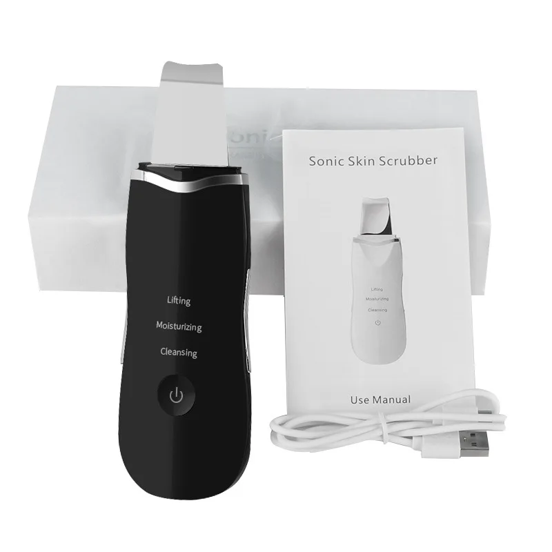 OEM ODM mini portable rechargeable ultra sonic facial shovel cleansing peeling spatula electric ultrasonic face skin scrubber