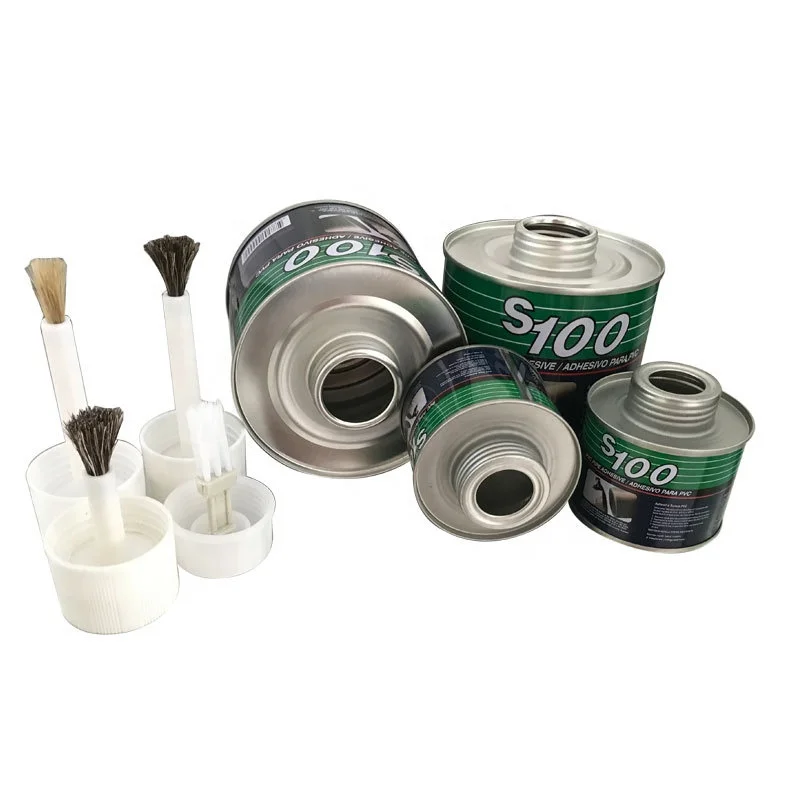 100ml, 500g Metal Adhesive Can For Packing PVC Cement Glue Tin Can metal box With plastic cover and Brush