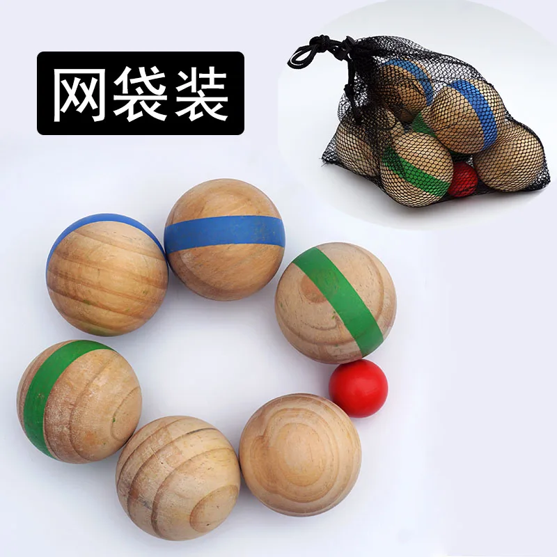 Wooden Petanque ball Set Wood Bocce Sets With 7 Balls wooden Outdoor Backyard Games For kids