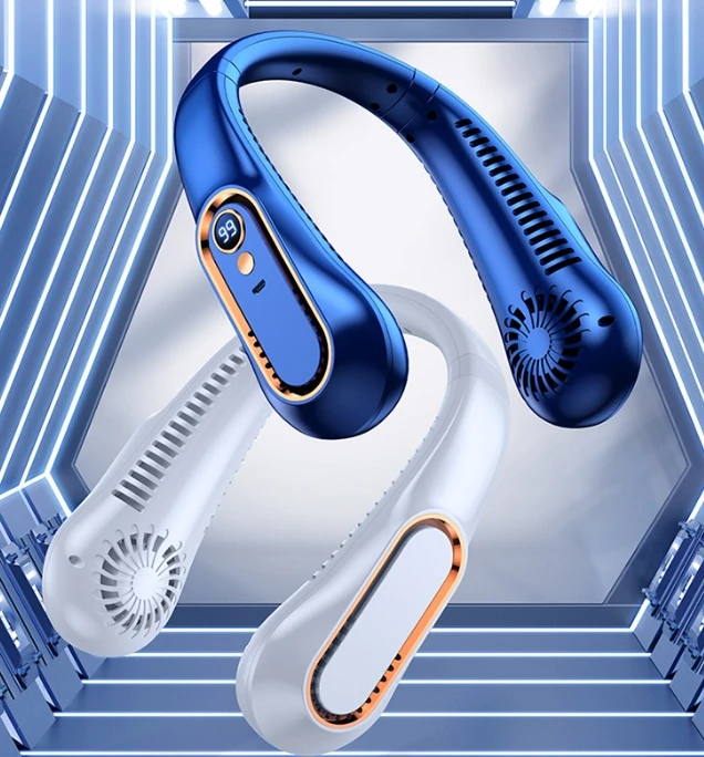 High quality Cooling Fan USB Rechargeable Leafless Portable Folding Sports Hanging Neck Fan