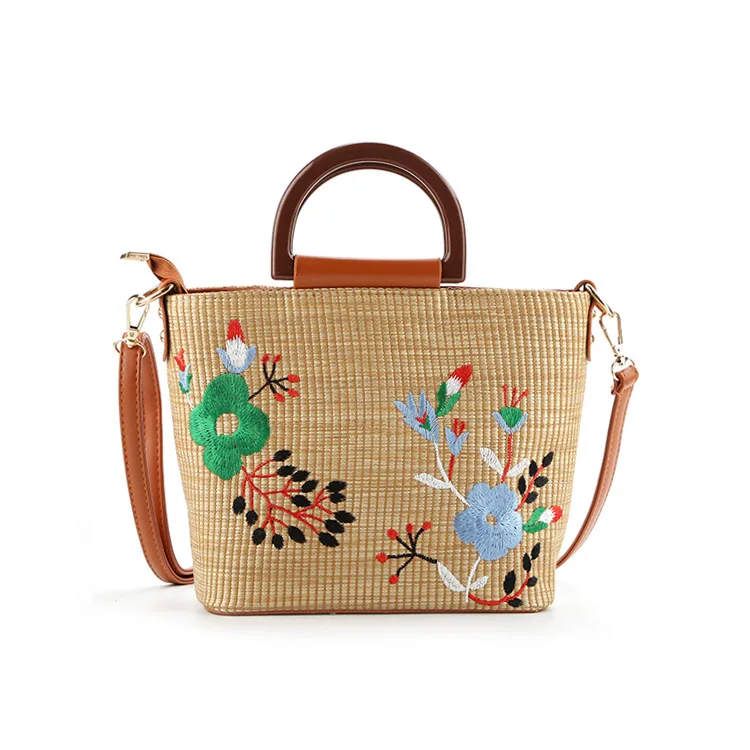 #8990 BSCI authorized Guangzhou factory designer linen material embroidery designs tote hand bags carteras mujer handbag