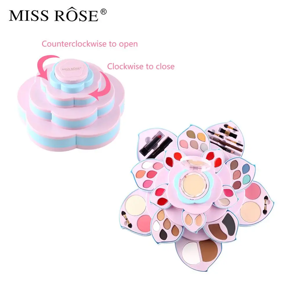 Набор для макияжа MISS ROSE Вращающийся Большой цветок сливы поднос румяна помада набор большой сюрприз пикантная красная