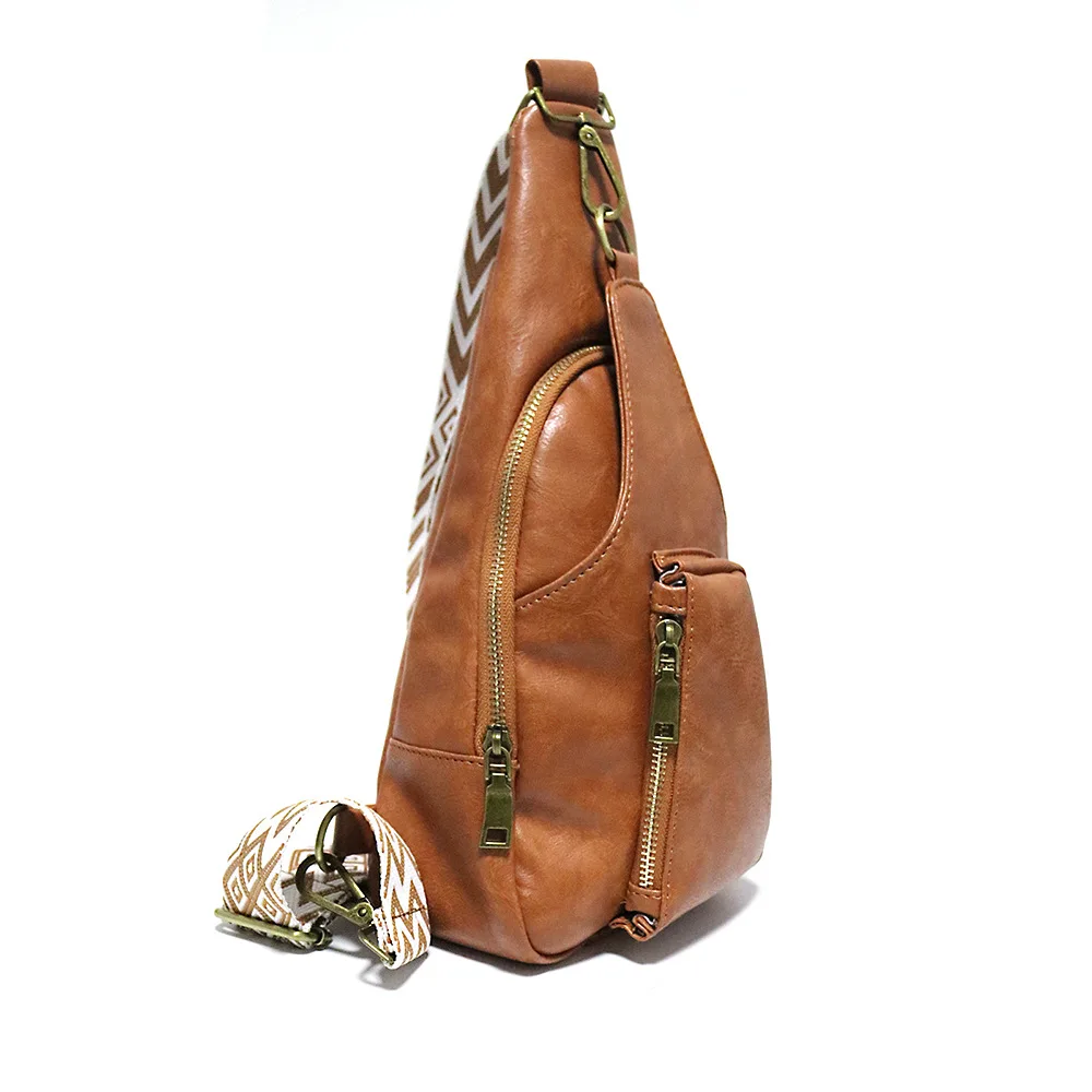 Ladies Fashion Purse Pocket Waist Belt Bag Customized Guitar Strap Vegan Pu Leather Fanny Packs Solid Color Crossbody Sling Bag