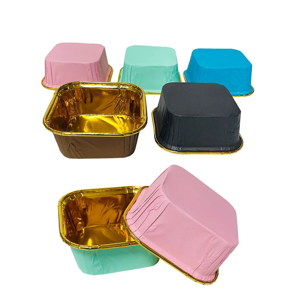 Hot Selling Disposable High Temperature Resistance 65*35mm Square Shaped Muffin Liner Cupcake Baking Cup