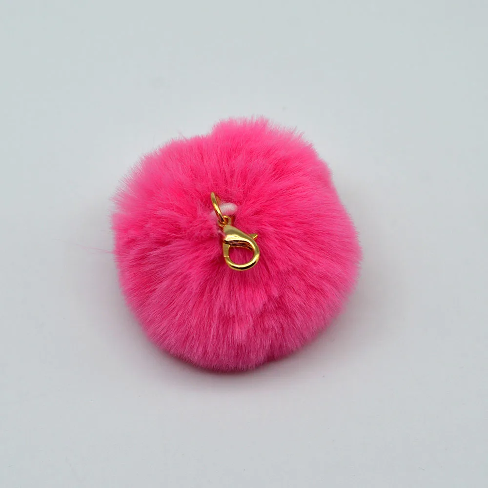 5cm Wholesale Fluffy Cute Luxury Plush Pom Pom Crayfish clasp  KeyChain