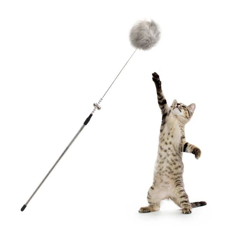 2020 cheap rabbit fur cat charmer wand with small bell