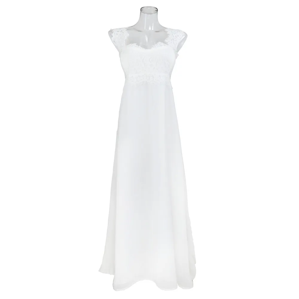  Plus Size Lace Tulle Spliced Slim Ladies Strap Square Neck Backless A Line Wedding