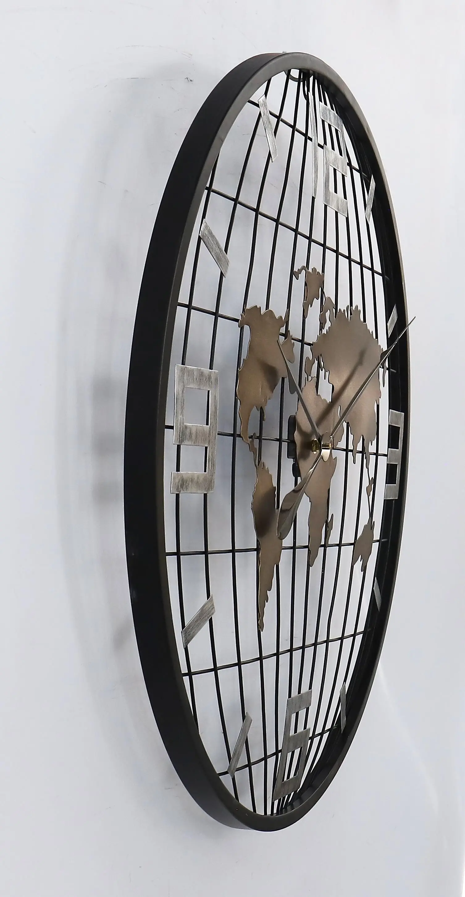 decorative wall clock 2024 customized 70CM wholesale cheap  world map clock wall for home decor