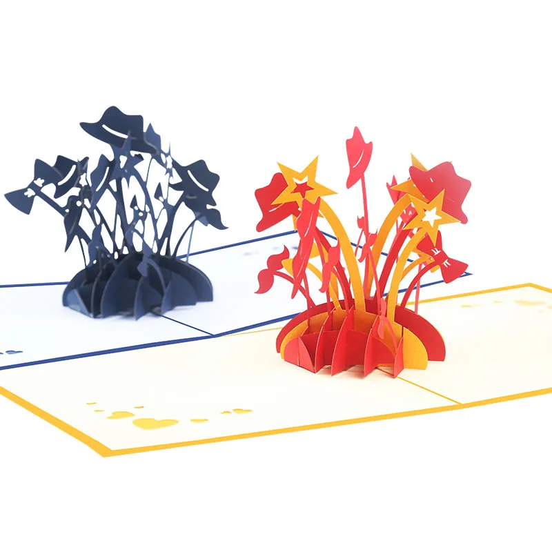 Экологичная Высококачественная лазерная резка ручной работы новая 3D всплывающая открытка с индивидуальным дизайном для поздравительных открыток ко Дню