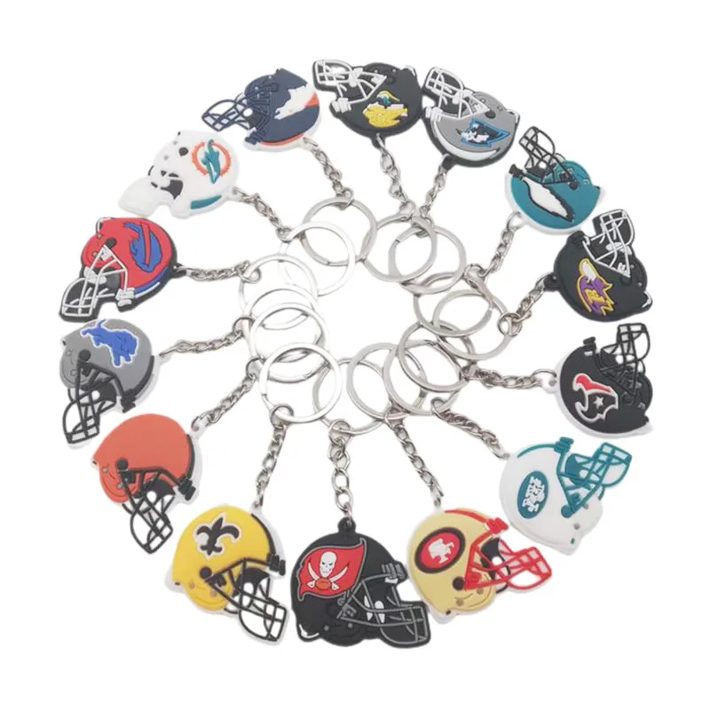 Custom Rubber 2D Cartoon Designer Promotion Anime keychains Rugby Key Chains Cute Kids Gifts Women Accessories