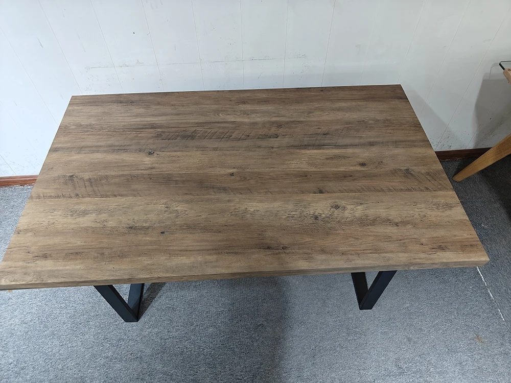 Modern Restaurant Kitchen Furniture Dining Room MDF Rectangular Leisure Tables with Metal Legs