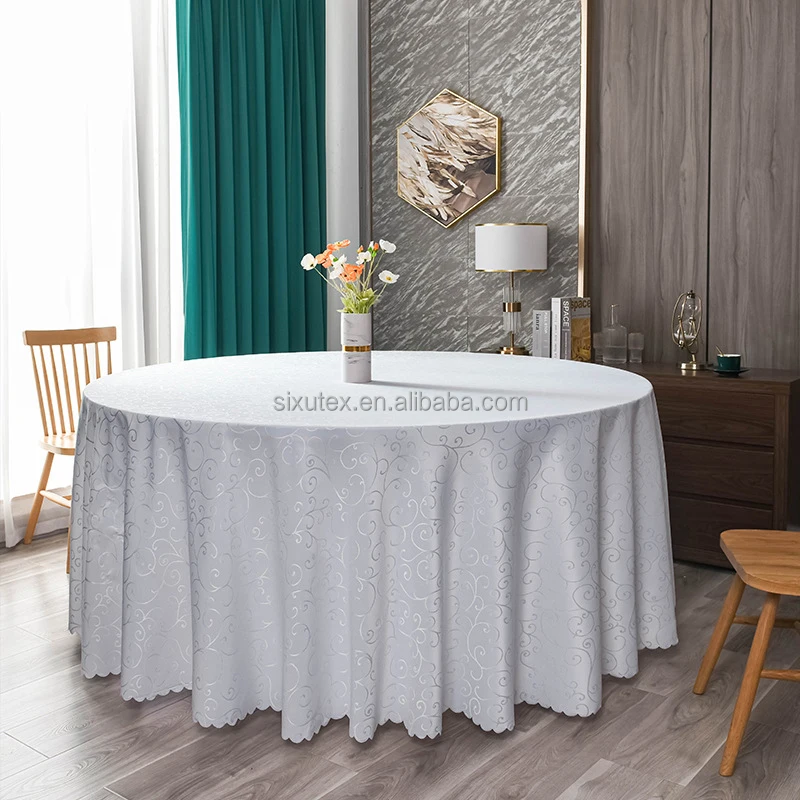Factory direct sales Luxury 132 round Wedding table cloth 120 round table cloth polyester table cloth