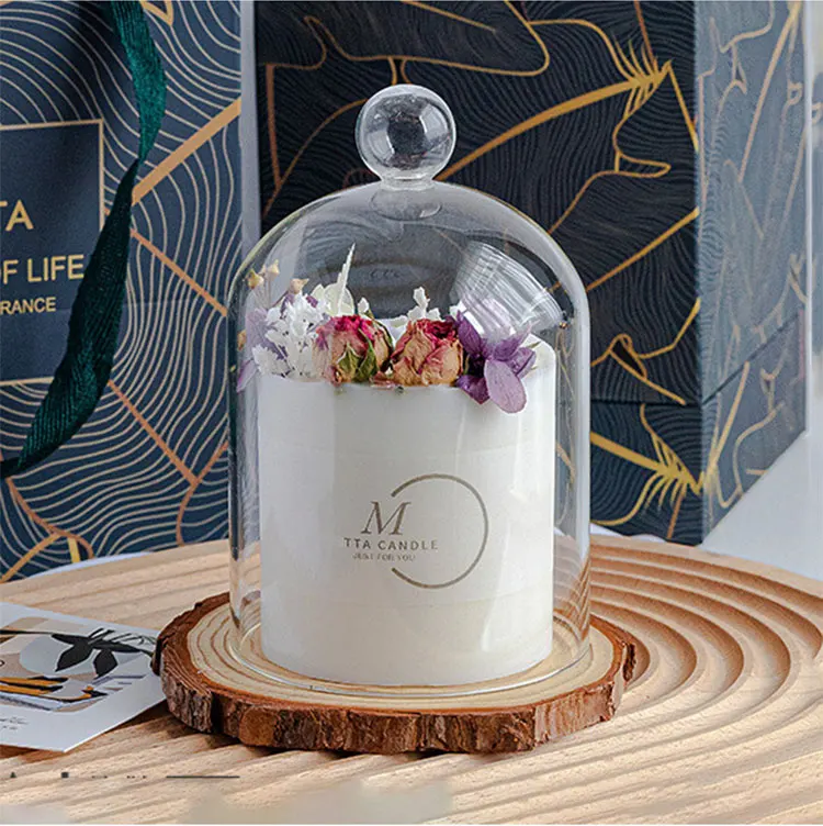 Custom Packing Box Logo Label White Decorative Flower Candles Luxury Scented Candle Gift Set