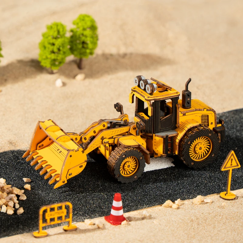 Robotime Rokr Contact Get 14% off DIY Series TG509K Bulldozer Engineering Vehicle Model Kits Wooden Toys 3D Wood Puzzles
