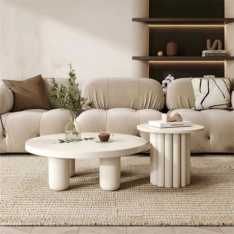 Round Tea Table Modern Luxury Coffee Table Living Room Wood White Small Side Coffee Table