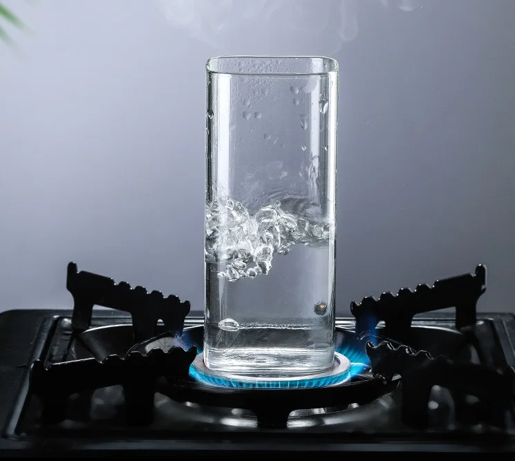 Heat Resistant Square Glass Home Breakfast Milk Cup Square Mouth Cup Creative Beverage Juice Cup