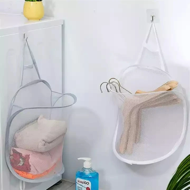 RTS Factory Hot Selling Bathroom Clothes Storage Bag Mesh Foldable Household Goods