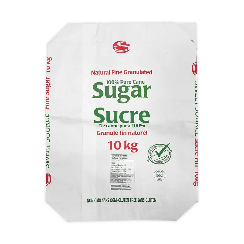 custom 10kg White Kraft Sugar Packaging Paper Bag For Rice Flour Sugar