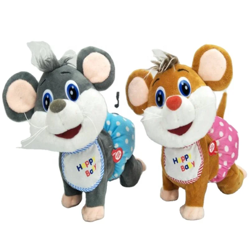 High Quality 25cm Pink Blue Russian Song Zodiac Mouse Pig Electric Plush Toy Can Sing And Walk Electronic Pet Doll For Children
