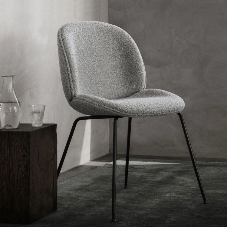 Factory Wholesale cheaper price dining room furniture Fabric velvet dining chair with black metal legs modern