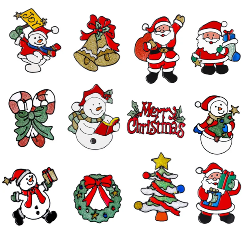 Whole Sale High Quality Removable Waterproof Christmas Ornament Window Stickers
