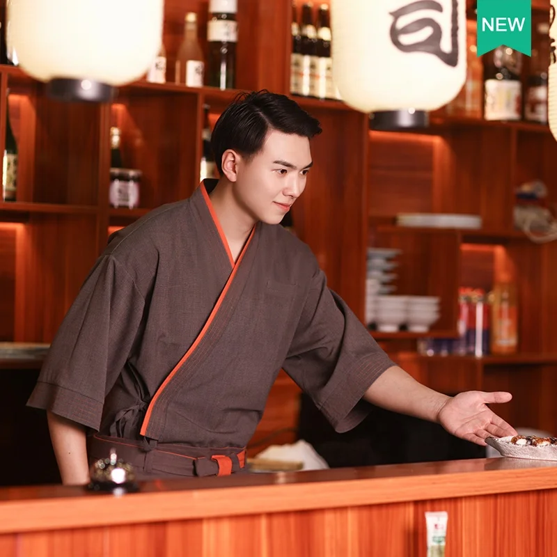 New sushi restaurant work clothes Japanese  cuisine Japanese chef service sushi service mitsuaki kimono men
