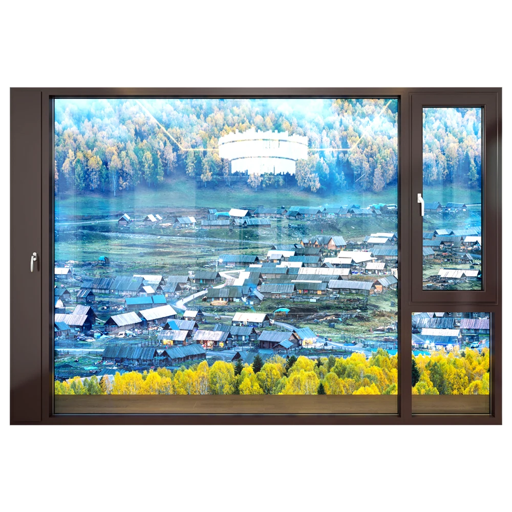 Windowall GE75 окно с термореголовкой и поворотом двойное закаленное стекло открывающиеся внутрь алюминиевые окна