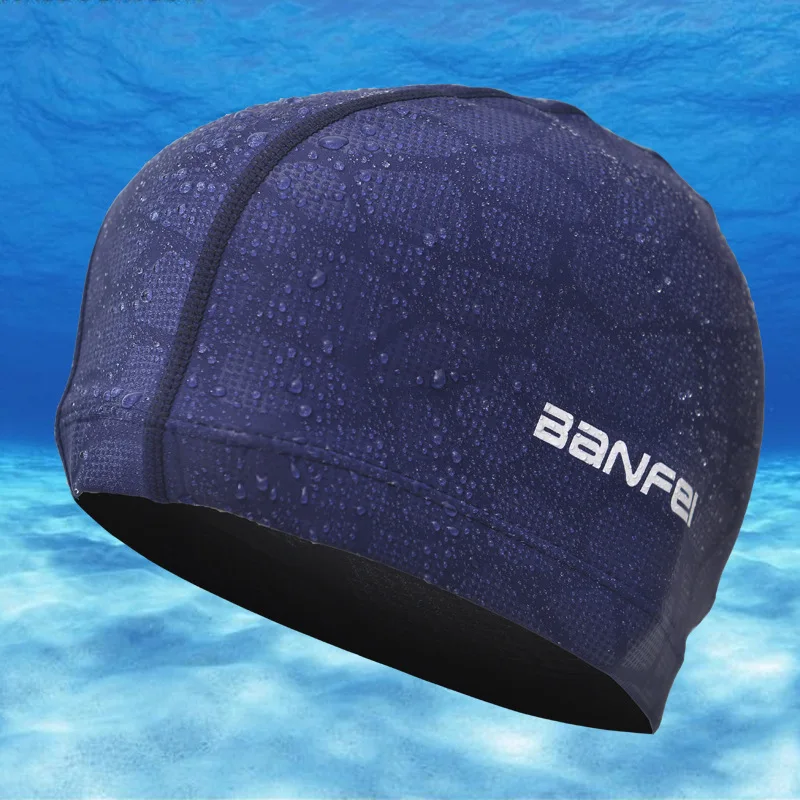 Customized Logo Unisex Nylon Mesh Fabric High Elastic Cloth Swimming Caps