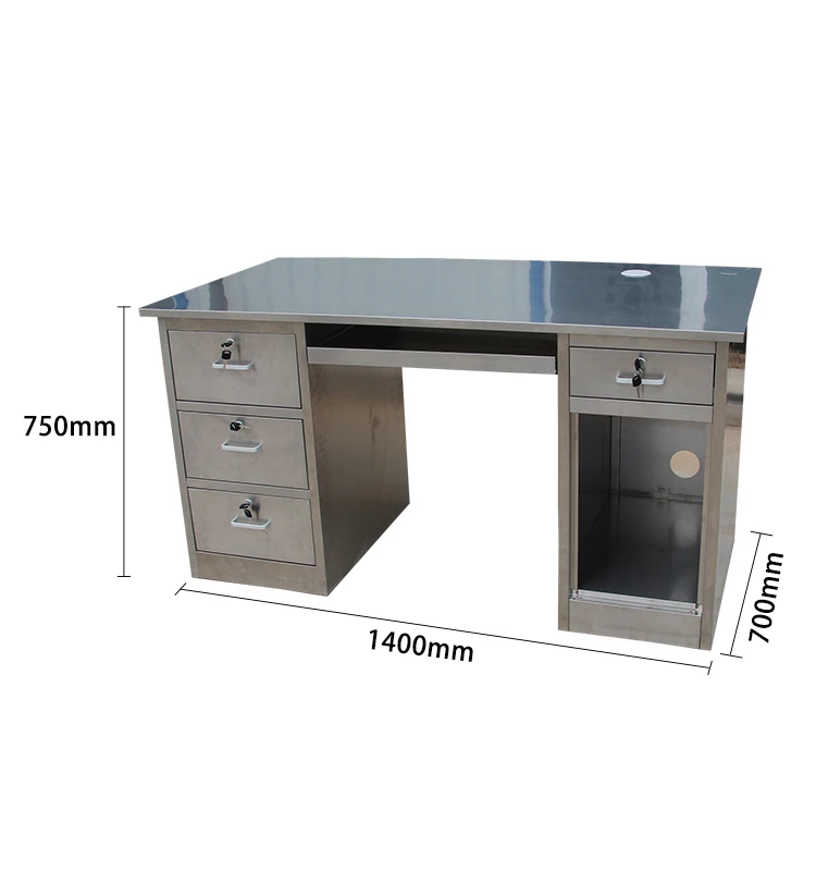 Four Drawers Laboratory Computer Stainless Steel Desk