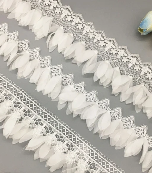 New Fashion Feather Cotton Fringe Knitted Handmade Lace Trim for Garment Decoration