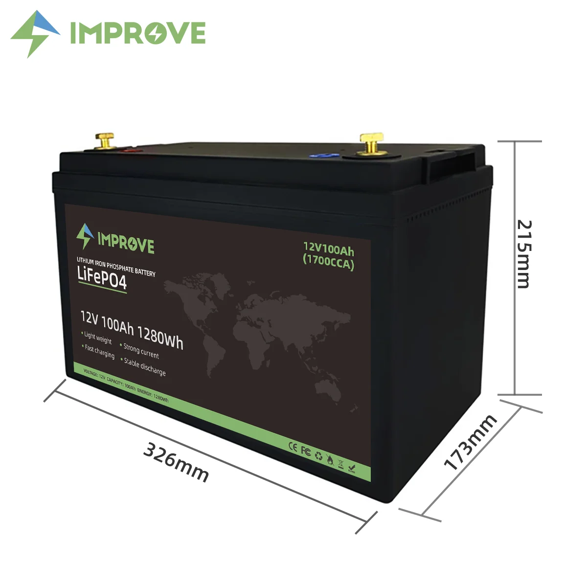 12V 100AH 1700cca Start lithium ion battery 1700a 12v100ah lifepo4 boat starter battery