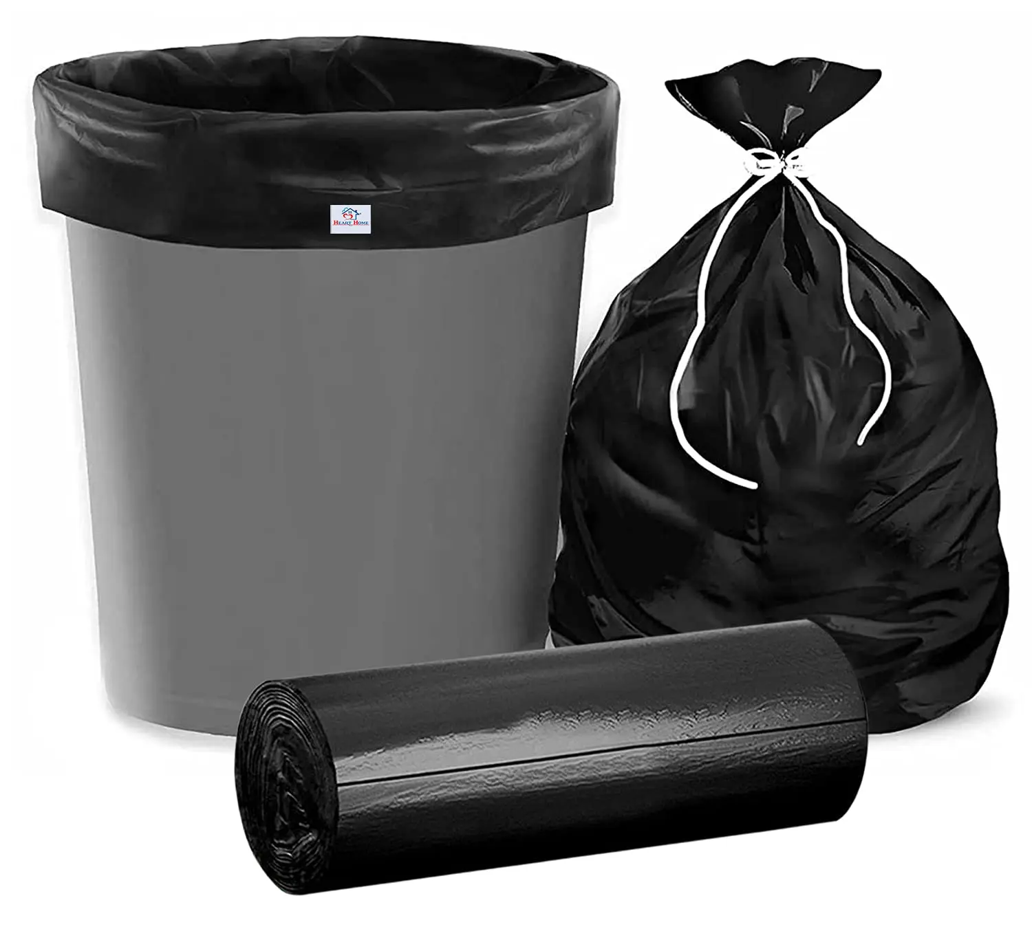 Black Garbage Bags 24 x 22 Inch  Regular Kitchen Garbage Bag for Waste Bin, Multipurpose Trash Bags for Home & Office