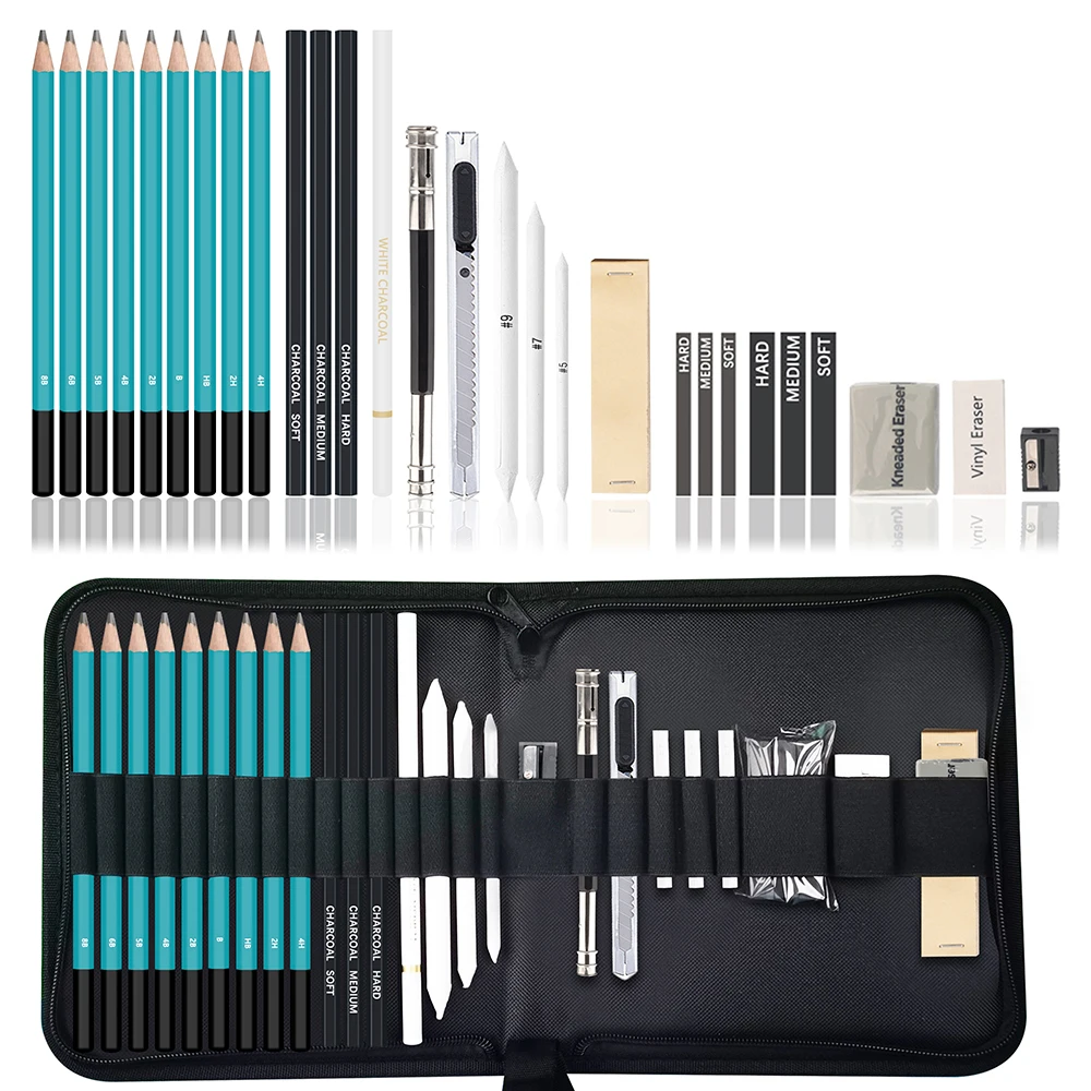 Portable Case packed Cheap Price 28pcs Sketching and Drawing Art Set in Nylon Case
