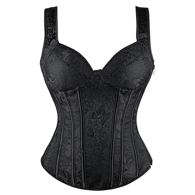 Oerbust corset 15 plastic boned plus size vest basques bustiers lingerie for women top sexy corsets shoulder strap corsets