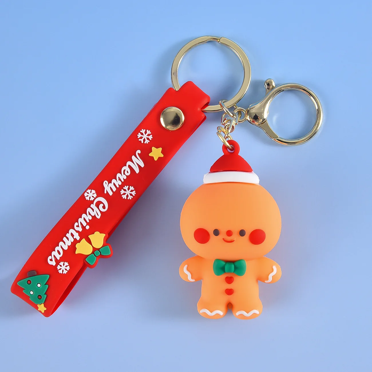 2024 New 3D PVC Elk Gingerbread Man Key Chain Fashion Rubber Keyring Accessories Cute Cartoon Christmas Santa Keychain