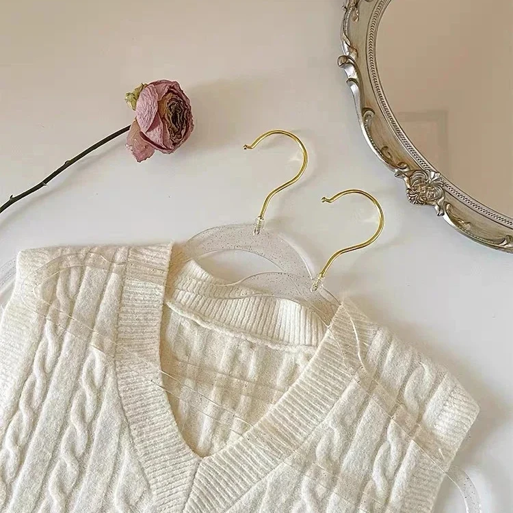 Wholesale Free Custom LOGO Low Price Acrylic Sweater Hanger Slim Space Saving Acrylic Hanger