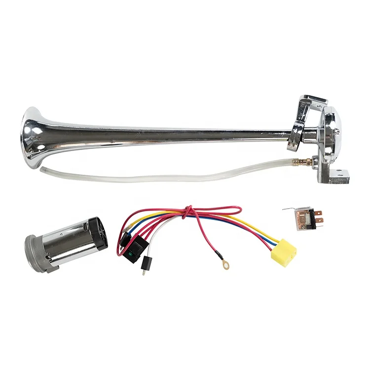 Factory sale customized zinc alloy material chrome truck trumpets single air horn with 12 volt solenoid valve