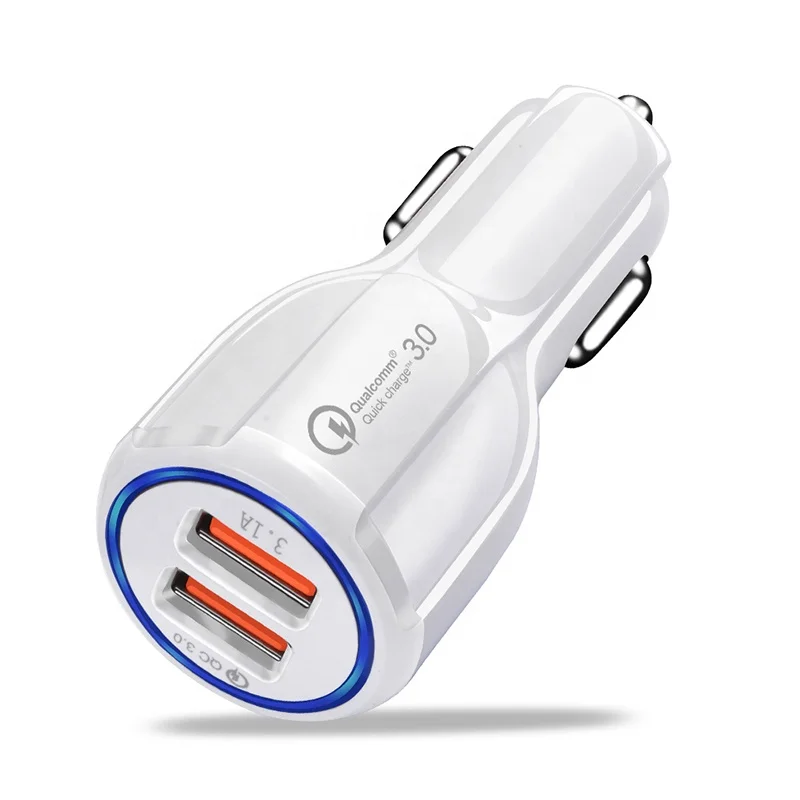 Wholesale 5V 2.4 Amp qc 3.0 Dual USB port Car Charger packaging with logo custom QC3.0 Car Charger
