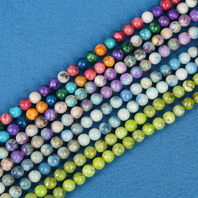 Wholesale natural stone beads dolomite round bead necklaces gemstone beads for jewelry bracelet making