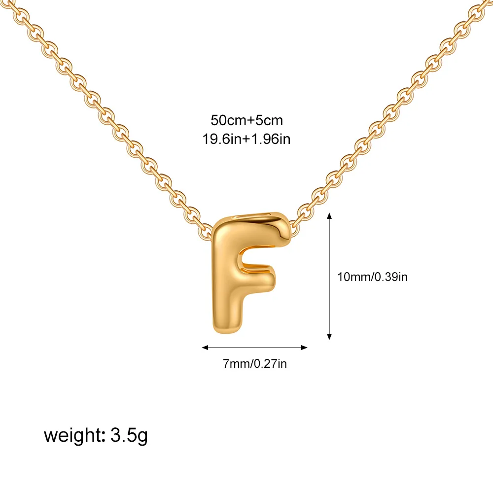 Fine Fashion Jewelry 18K Gold Plated Bubble 26 Letters Necklace Women Personalized Letter Initial Charms Necklace