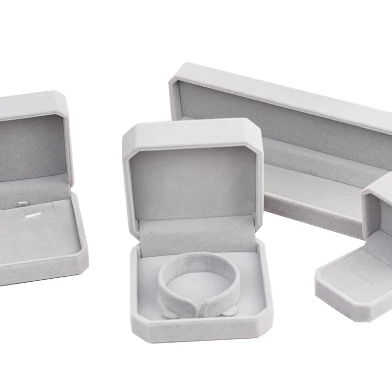 Luxury Jewellery Color Small Storage Case Box Custom Logo Printed Velvet Jewelry Box