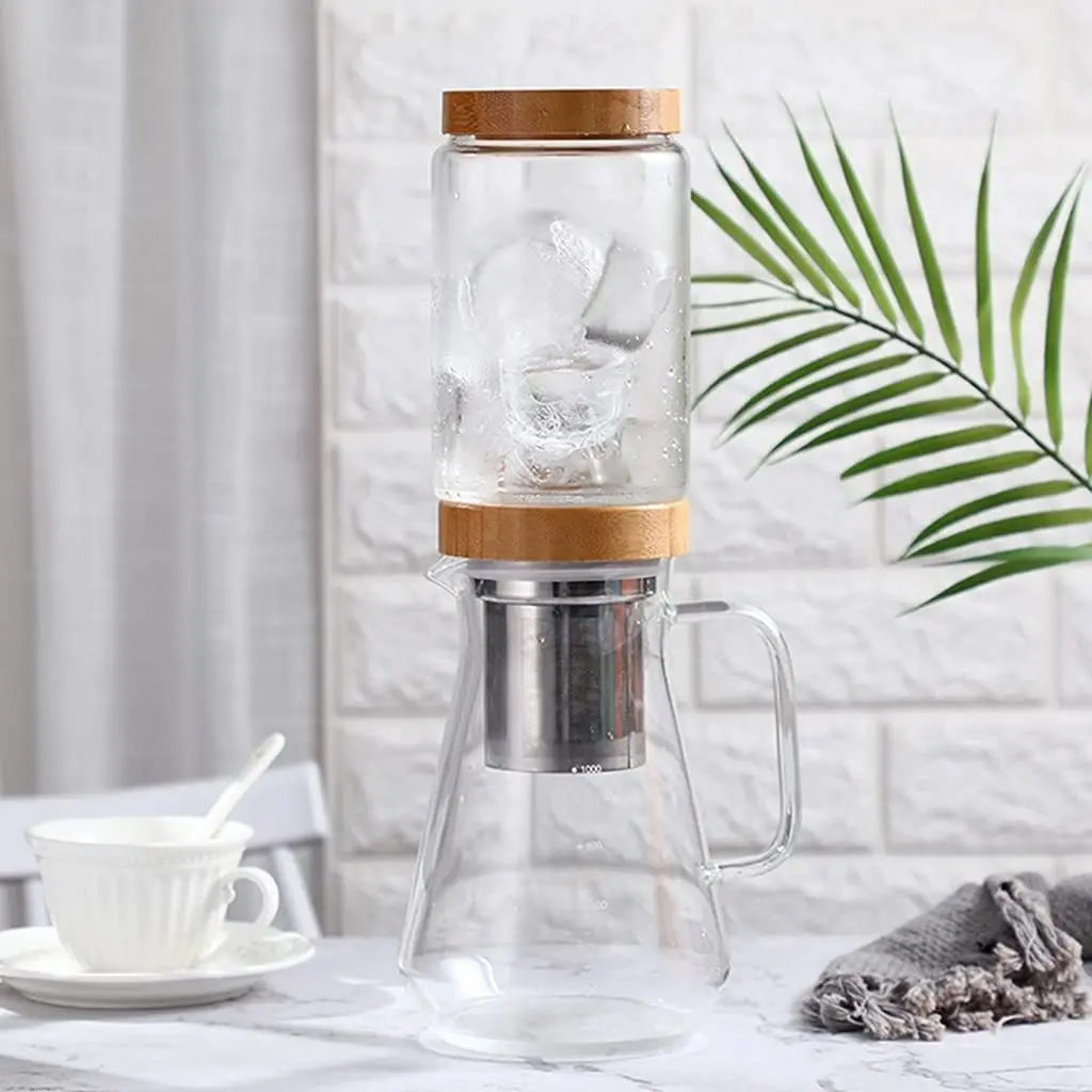 Coffee Machine Dripper Iced Cold Brew Maker Adjustable Water Flow 1L/33.8oz Stainless Steel Filter BorosilicateOther