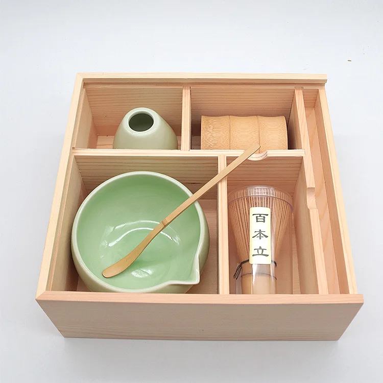 Estick Factory Price Wooden Hot Selling Custom Logo  Matcha  Tea Set Box Bowl Bamboo Whisk Tin Japanese Matcha