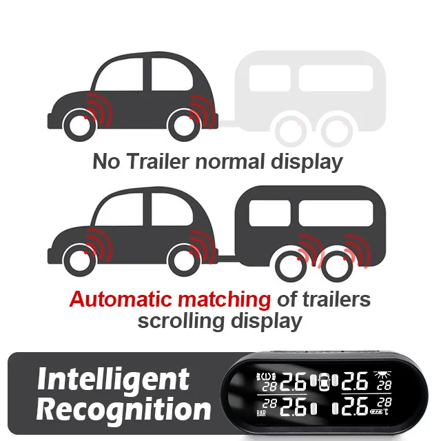 4-6-8-10 wheels Tire Safety Monitoring System Solar Power Digital Tyre Pressure Sensor Car TPMS