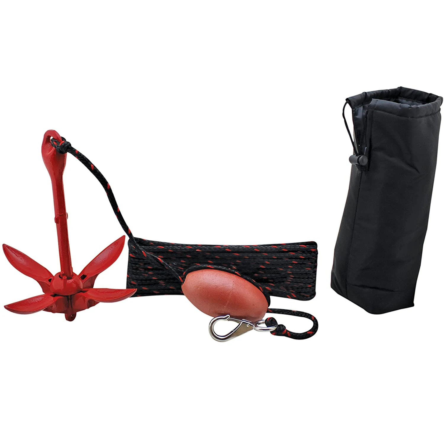folding anchor kayak and paddle board anchor kit with buoy and stainless steel snap