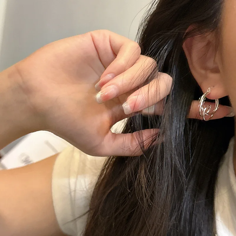 Aretes Plata De Mujer S925 Sterling Silver Fashionable Korea Earrings with Knot Design