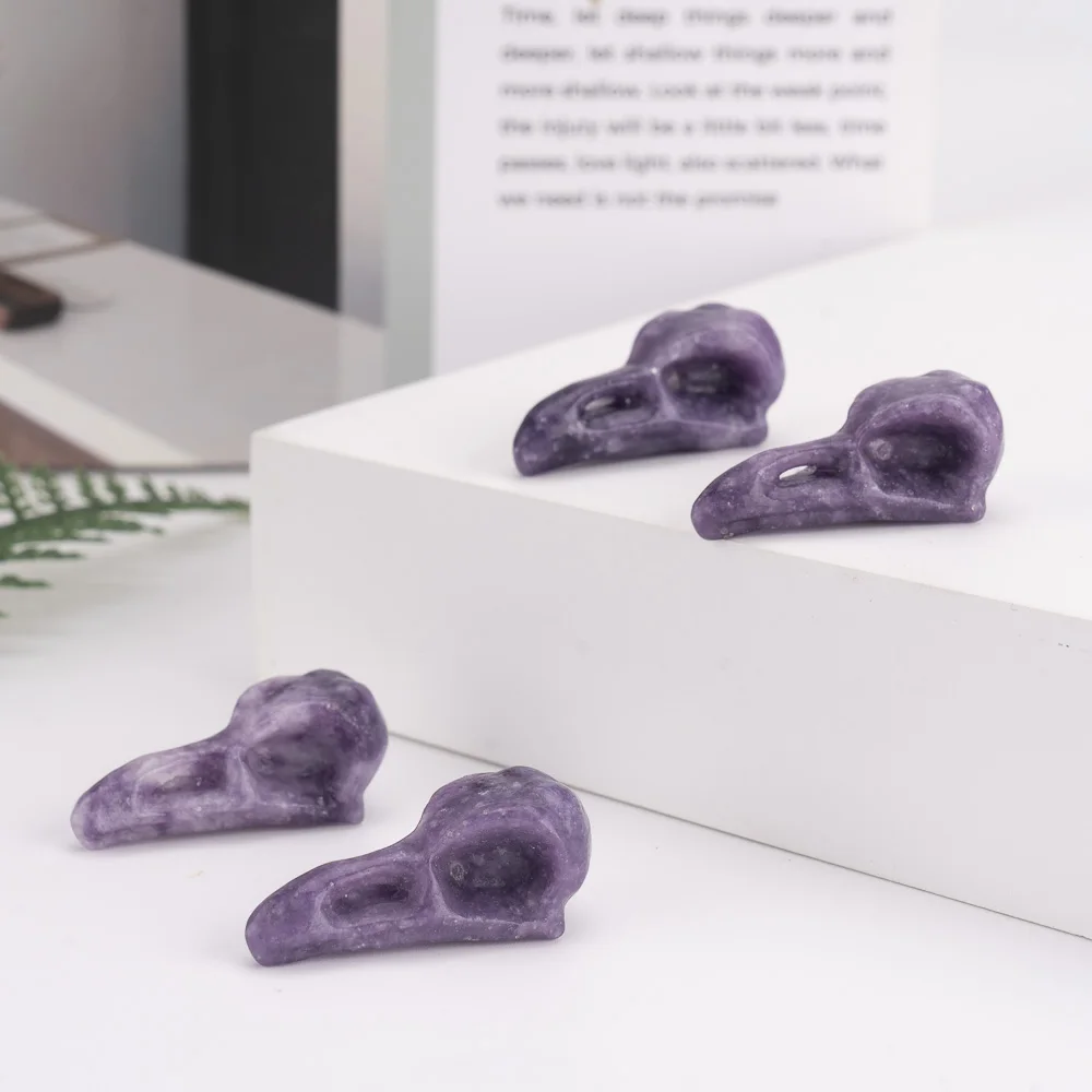 BZ JADE TIFA Factory Wholesale Luxury Crystal Crow Skulls Bird Statue Small Polished Gems Carving for Decor & Gift Model Mascot
