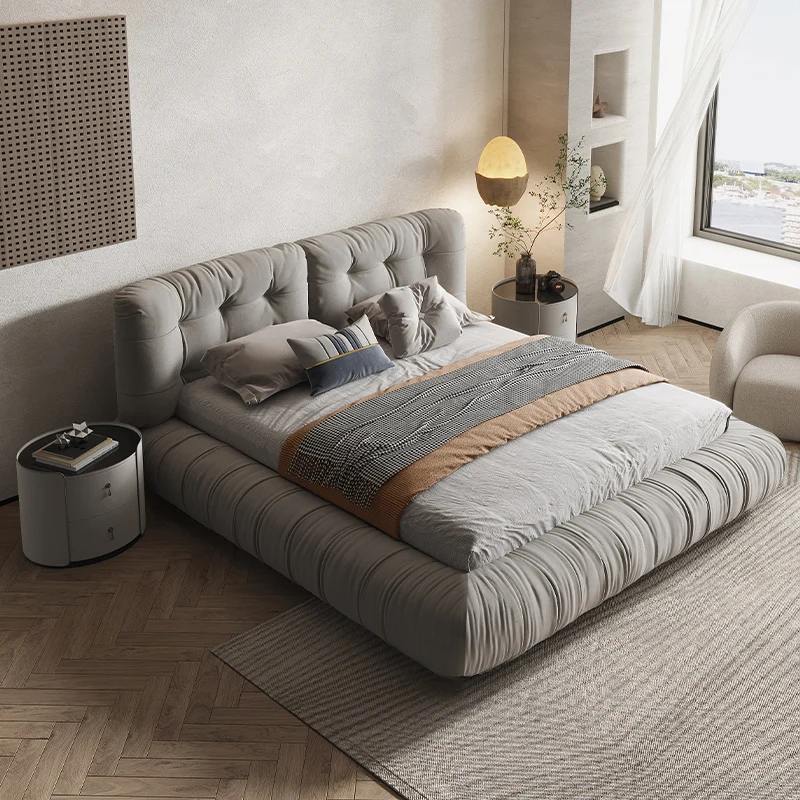 Nordic style high quality furniture luxury high fabric 1.5m king size bed modern double up-holstered bed for bedroom