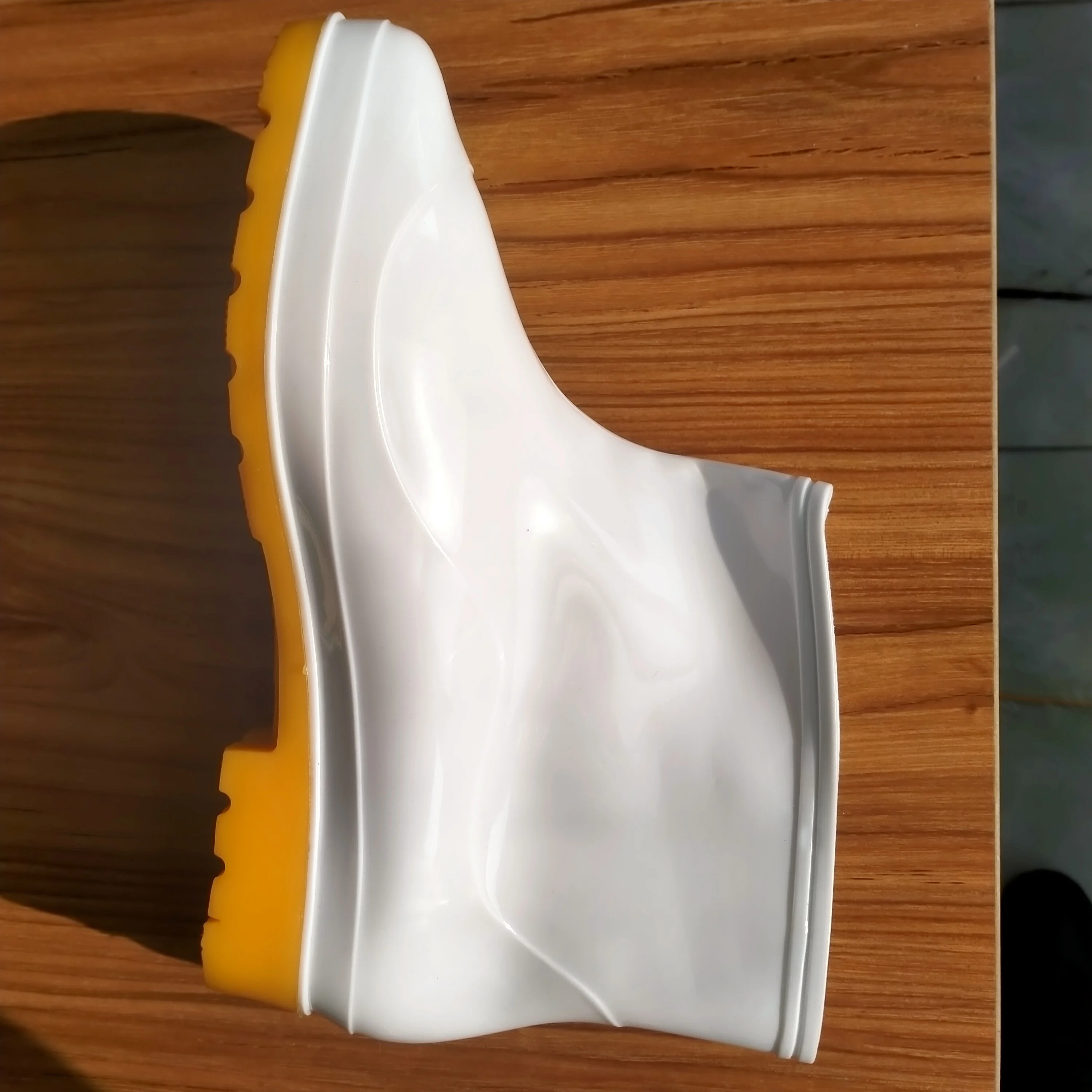 Unisex Adult Rainboots White PVC Ankle Boots with Breathable Lightweight Anti-Slippery Features for Food Service Workers